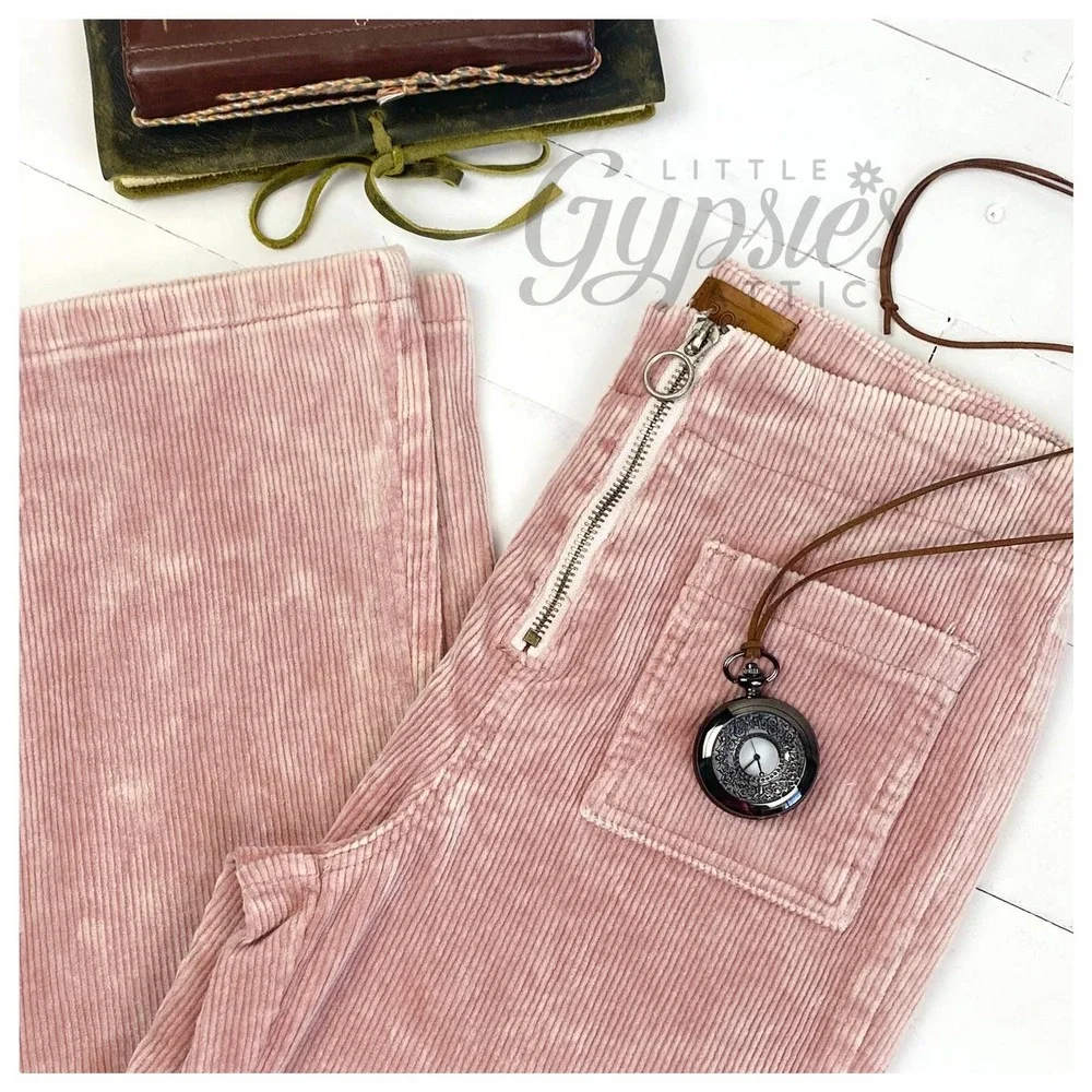 POL Vintage Wash Pink Cords Flare Jeans - Picture 7 of 12